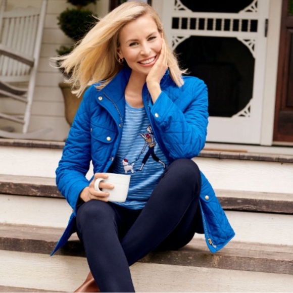 Talbots French Poodle Shopper Knit Blue Stripe 3/4 Sleeve Pullover Travel - Picture 1 of 7